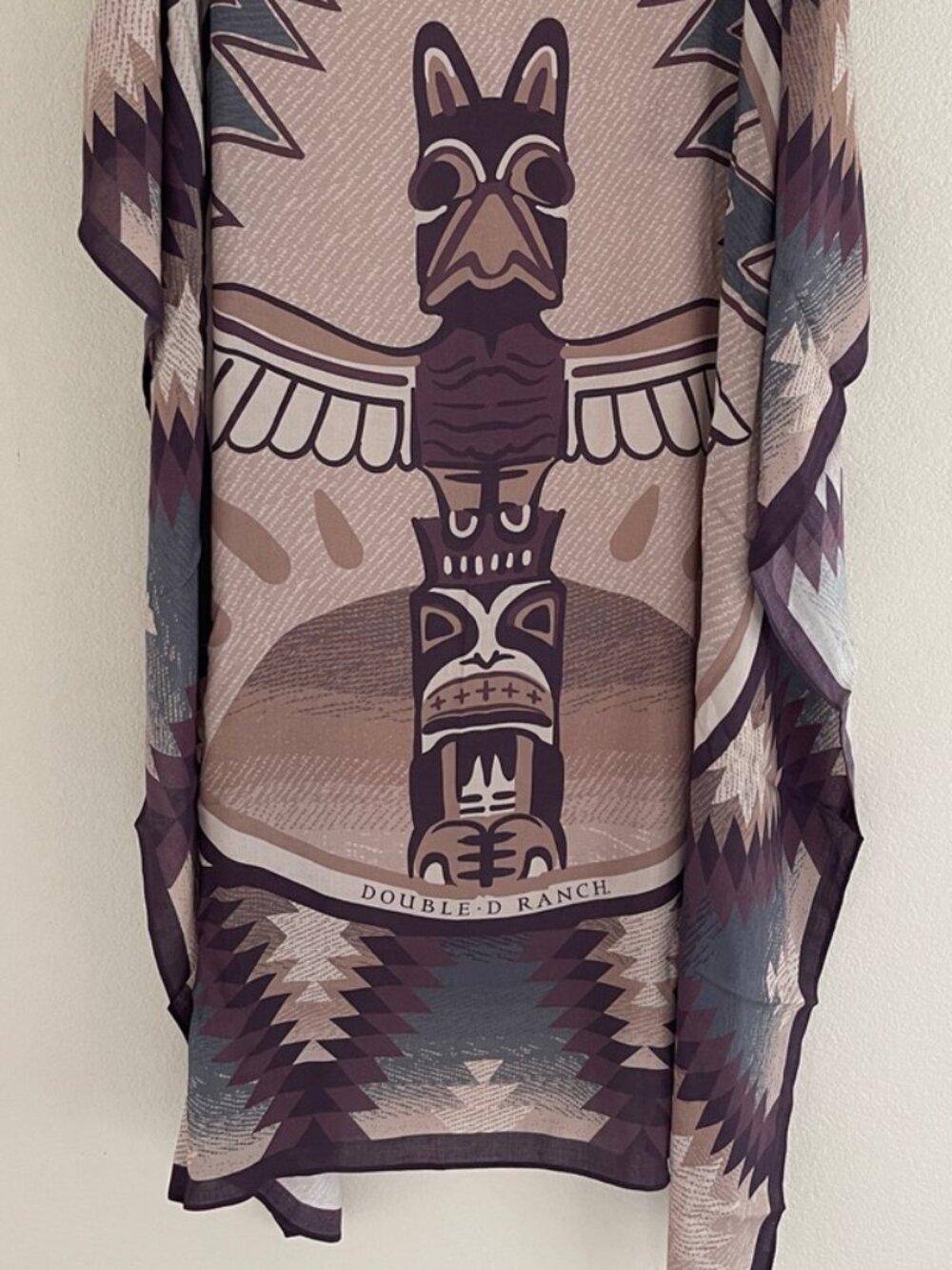 DOUBLE D RANCH Totem Pole Square Print Scarf: 35x35"; Brand New without Tags!